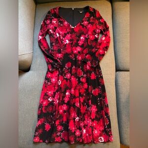 Tommy Hilfiger Red Floral Long Sleeve Dress